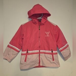 Crazy Apparel Alaska Pink and Cream Hooded Raincoat L(5/6)